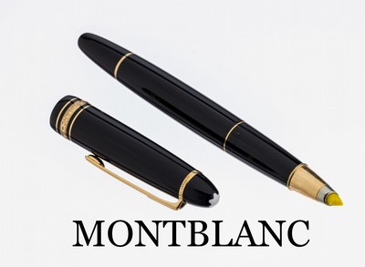 Image 26917253 - MONTBLANC Textmarker, Meisterstück, Korpus schwarzer Edelharz, Monturen Metall ...