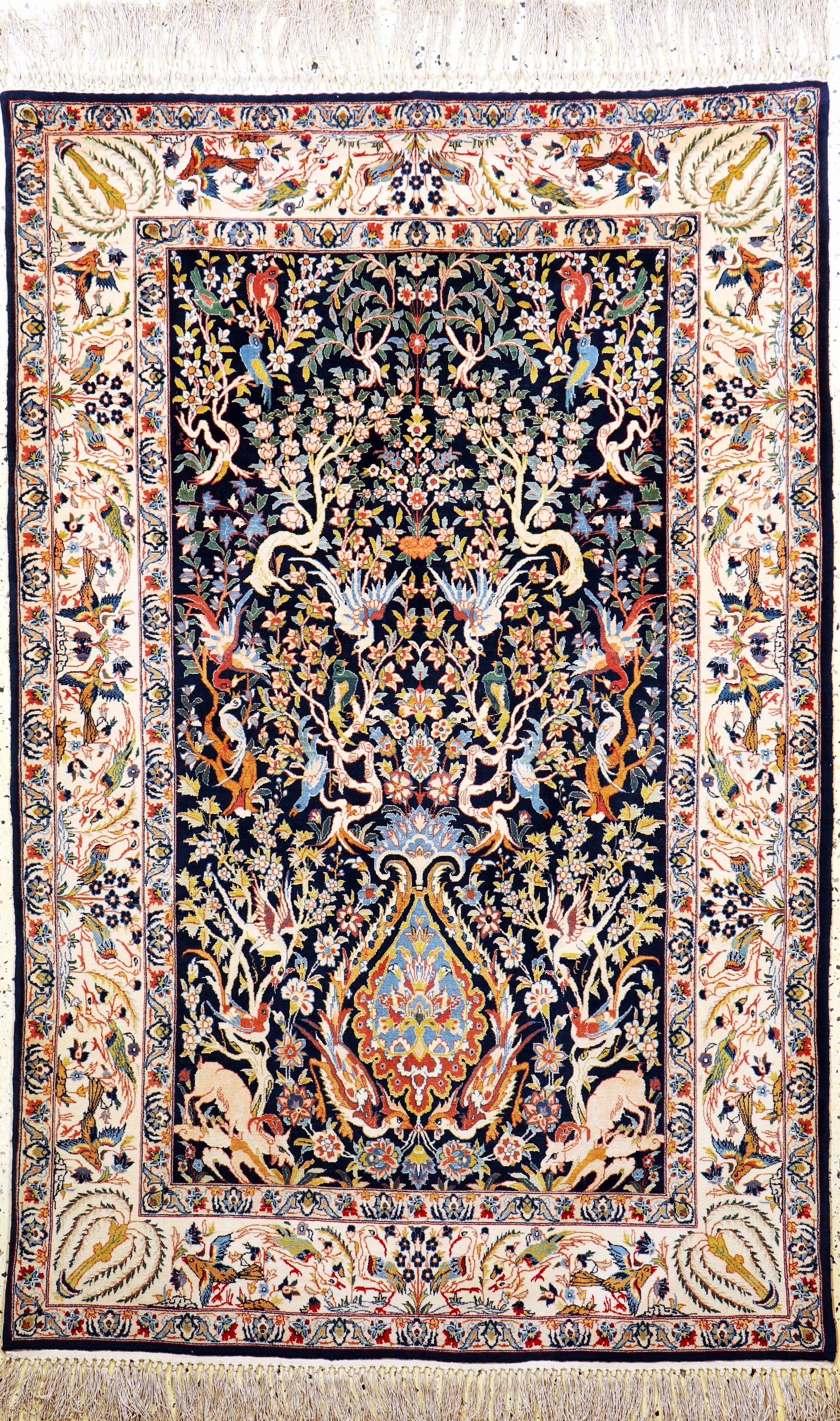 Esfahan fein, Persien, Mitte 20.Jhd, Korkwolle mit und auf Seide, ca. 165 x 110 cm,ca. 1,0 Mio. Kn/qm, EHZ: 1-2