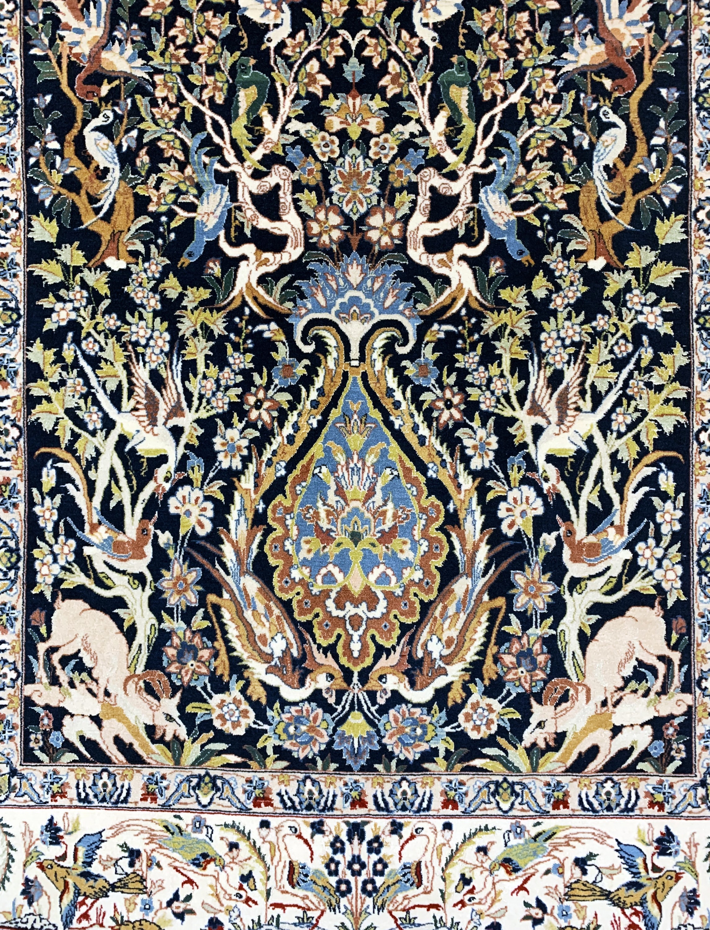 Detail b: Esfahan fein, Persien, Mitte 20.Jhd, Korkwolle mit und auf Seide, ca. 165 x 110 cm,ca. 1,0 Mio. Kn/qm, EHZ: 1-2