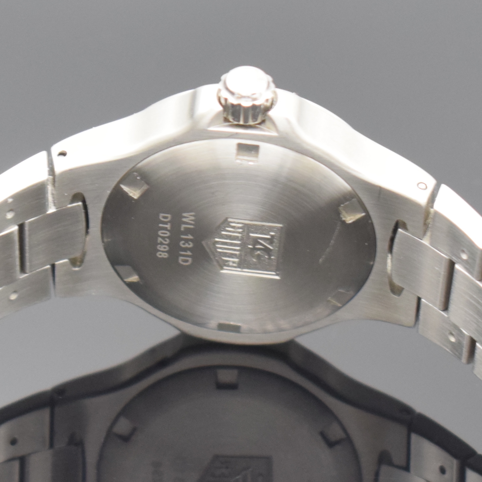 Detail e: TAG HEUER Kirium Damenarmbanduhr Referenz WL131D, Schweiz um 2005, quarz, Boden und Krone verschr., orig. Stahlband m. Faltschl., Lünette eins. ...