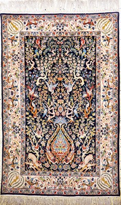 Image Esfahan fein, Persien, Mitte 20.Jhd, Korkwolle mit und auf Seide, ca. 165 x 110 cm,ca. ...