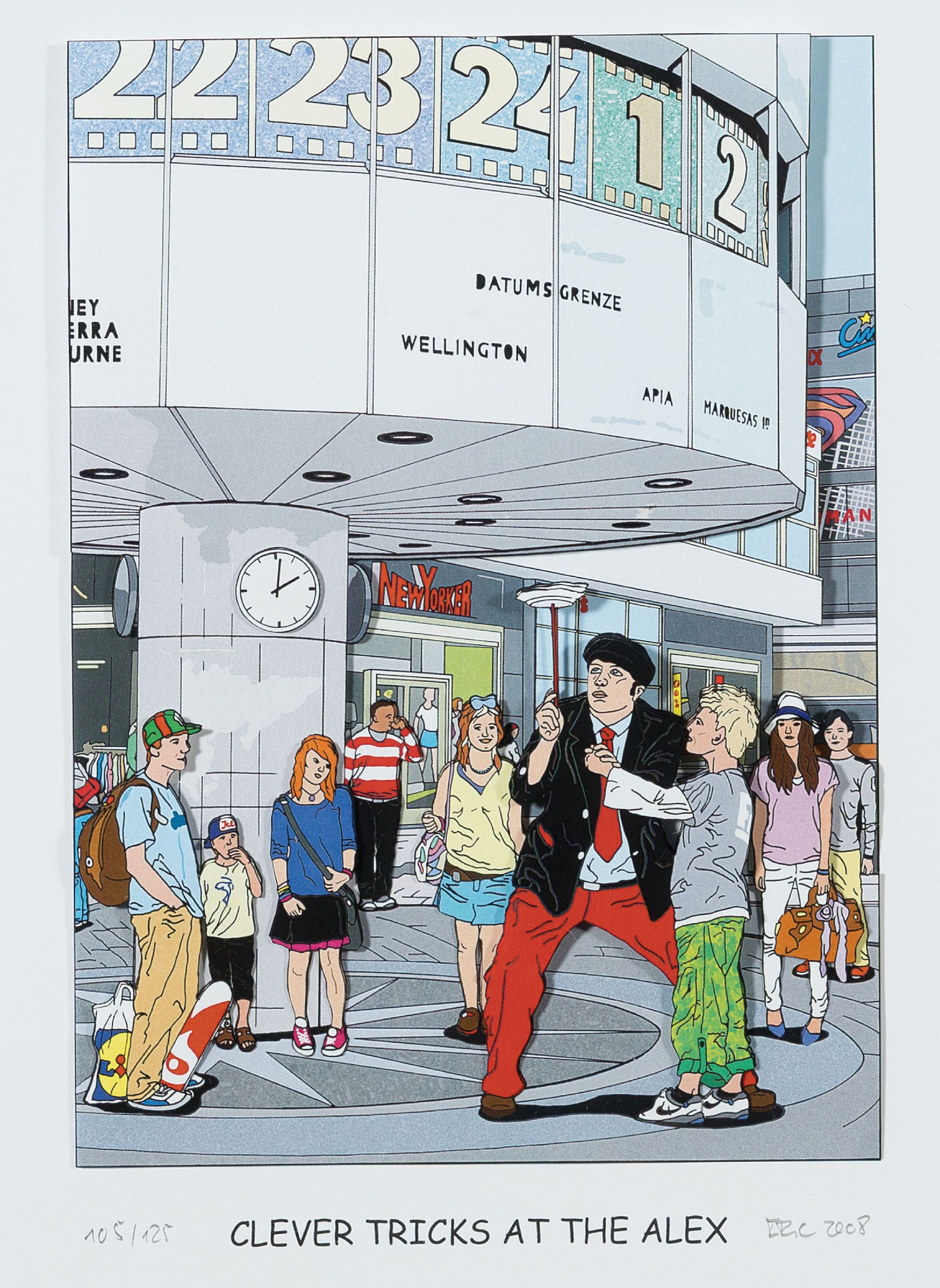 Eric Rob, 1954-2013, "Clever tricks at the Alex", 3D-Konstruktion, sign., dat. 2008, num. 105/125, unter Glas gerhamt, gesamt ca. 42x42 cm
