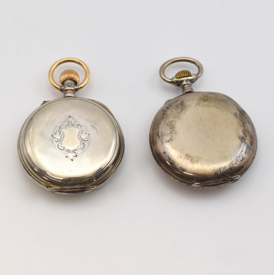26917402c - IWC 2 frühe offene Silbertaschenuhren, Schweiz um 1890, Scharniergeh. m. ...