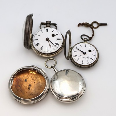 26917415b - Konvolut: 3 Spindeltaschenuhren in Silber, Schweiz um 1800-1830, offene Geh. dell., 1x ...