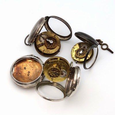 26917415c - Konvolut: 3 Spindeltaschenuhren in Silber, Schweiz um 1800-1830, offene Geh. dell., 1x ...