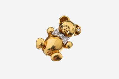 Image 18 kt Gold Brillant-Brosche "Bär", GG 750/000, Schleife und Ohr mit ...