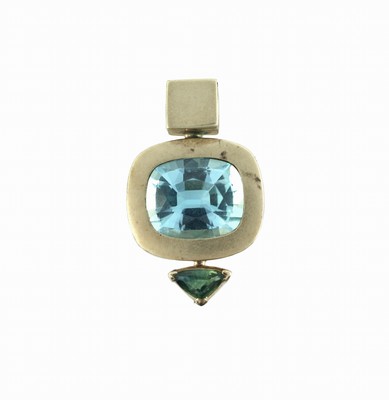 Image 26917454 - 8 kt Gold Farbstein-Anhänger, WG 333/000, ovalfacett. Aquamarin ca. 4.0 ct, ...