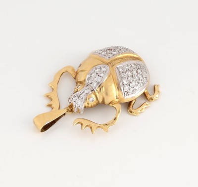 26917471b - 18 kt Gold Brillant-Anhänger "Käfer", GG/WG750/000, Körper ...