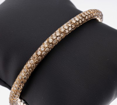 Image 26917474 - 18 kt Gold Brillant-Armreif, GG/RoseG 750/000, rundum mit braunen Brillanten zus. ca. ...