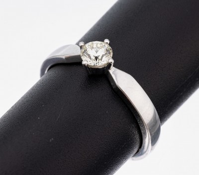 Image 14 kt Gold Brillant-Ring, WG 585/000, Brillant ca. 0.38 ct l.get.Weiß/si, RW 57, ...