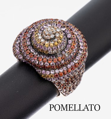 Image 18 kt Gold POMELLATO Saphir-Brillant-Ring, RoseG 750/000, Brillanten zus. ca. 1.0 ct ...