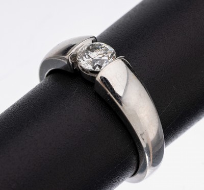 Image 26917495 - 14 kt Gold Brillant-Ring, WG 585/000, 1 Brillant ca. 0.50 ct Weiß/p 1, RW 54, ca. ...