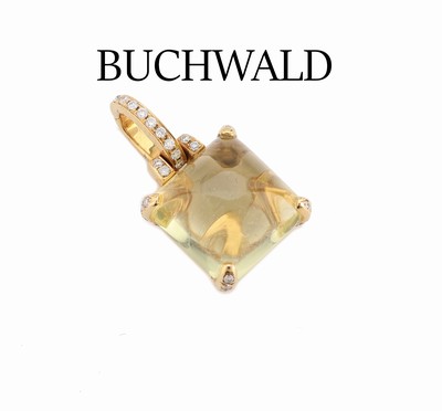 Image 18 kt Gold BUCHWALD Citrin-Brillant- Clipanhänger, GG 750/000, Citrin-Cabochon ca. ...