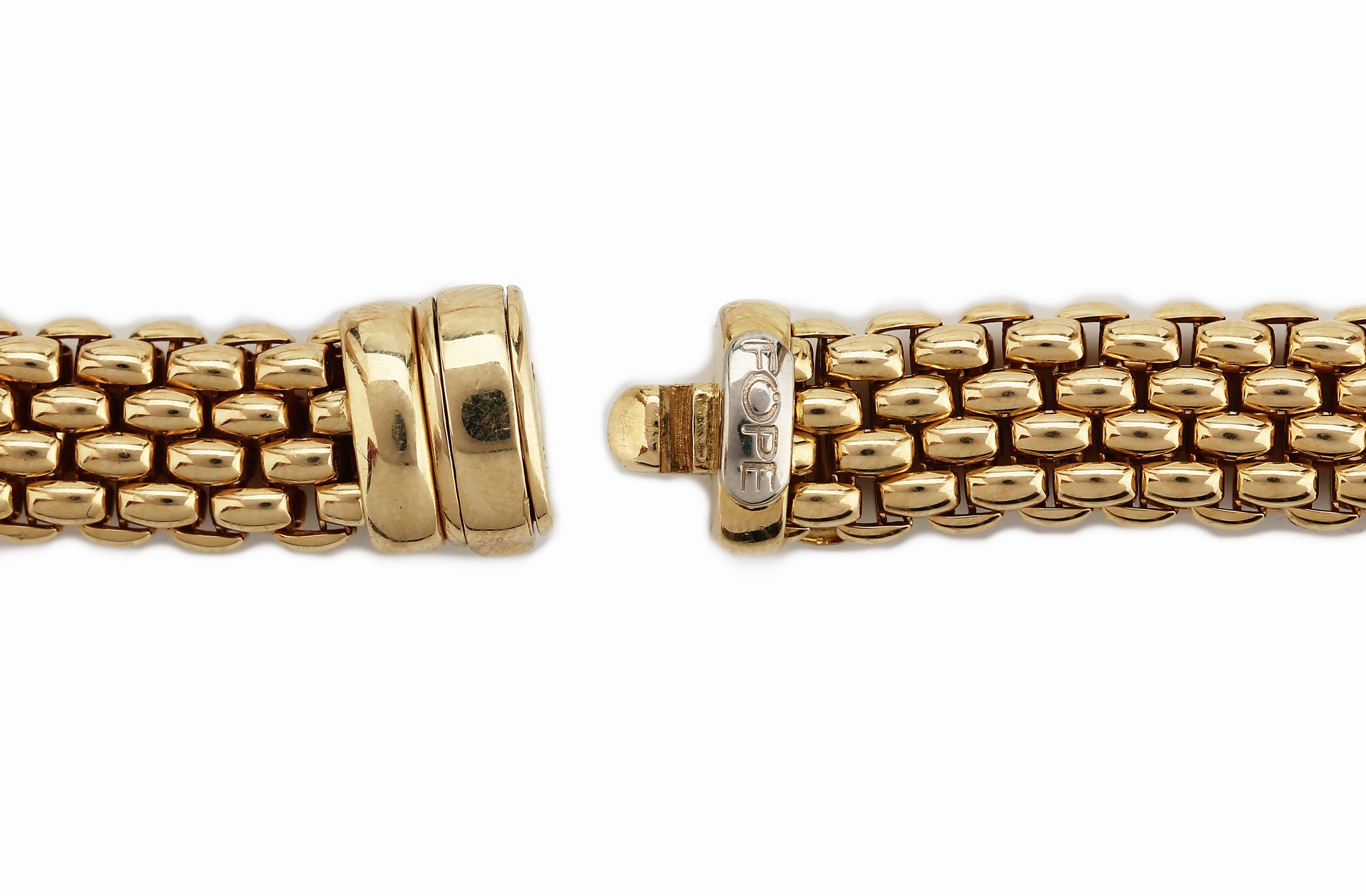 Detail c: 18 kt Gold FOPE Turmalin-Collier, GG/WG 750/000, 5 ovalfacett. Turmaline-Cabochons im Buff-Topp-Schliff (3 x Rubellit, 1 x Verdelithzus. ca. 20.00 ...