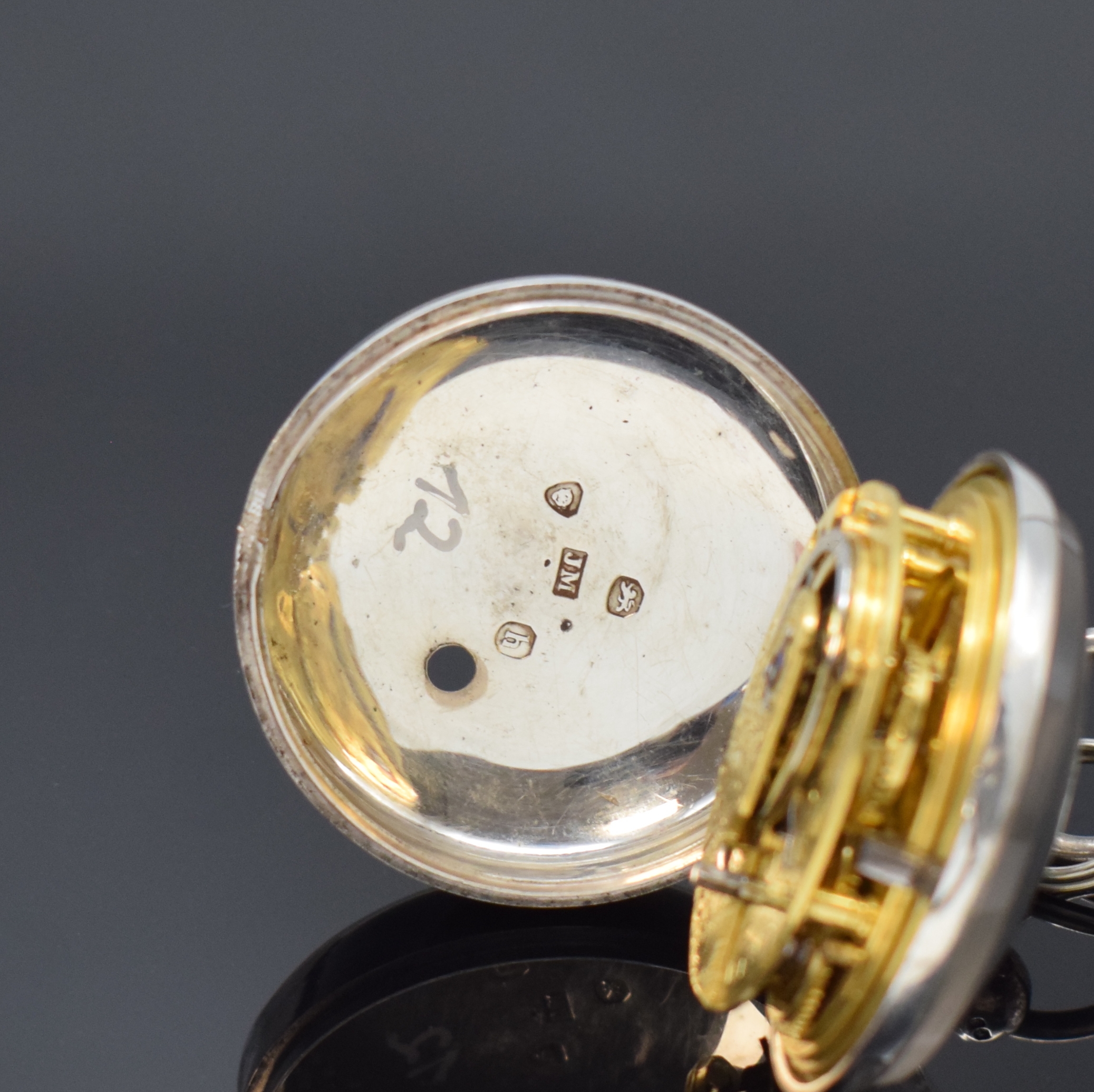 Detail e: WELDON und NELMES 2 Spindeltaschenuhren in Silber, London lt. Hallmarks 1785 u. 1823, Geh. sowie 2 Übergeh. dell., 1x Emailzifferbl. mittig m. ...