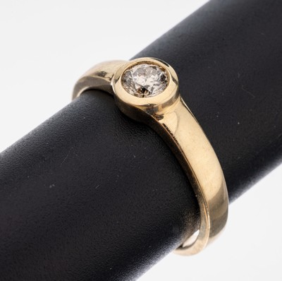 Image 14 kt Gold Brillant-Ring, GG 585/000, Brillant ca. 0.50 ct get.Weiß/p, RW 63, ca. ...