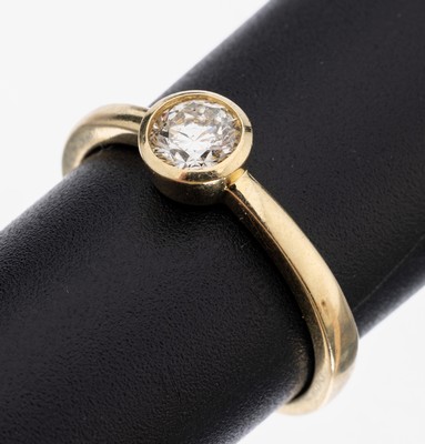 Image 14 kt Gold Brillant-Ring, GG 585/000, Brillant ca. 0.50 ct l.get.Weiß/si, RW 57, ...