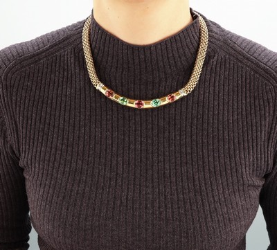 26917560d - 18 kt Gold FOPE Turmalin-Collier, GG/WG 750/000, 5 ovalfacett. Turmaline-Cabochons im ...