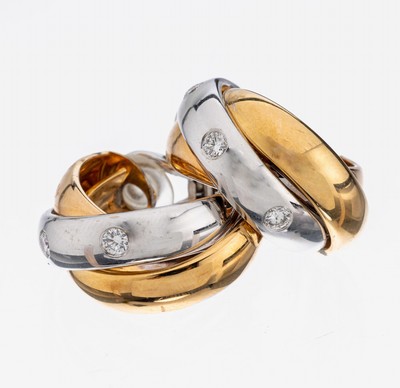 Image 26917563 - Paar 18 kt Gold Brillant-Ohrclips, GG/WG 750/000, 6 in WG gefasste Brillanten zus. ca. ...
