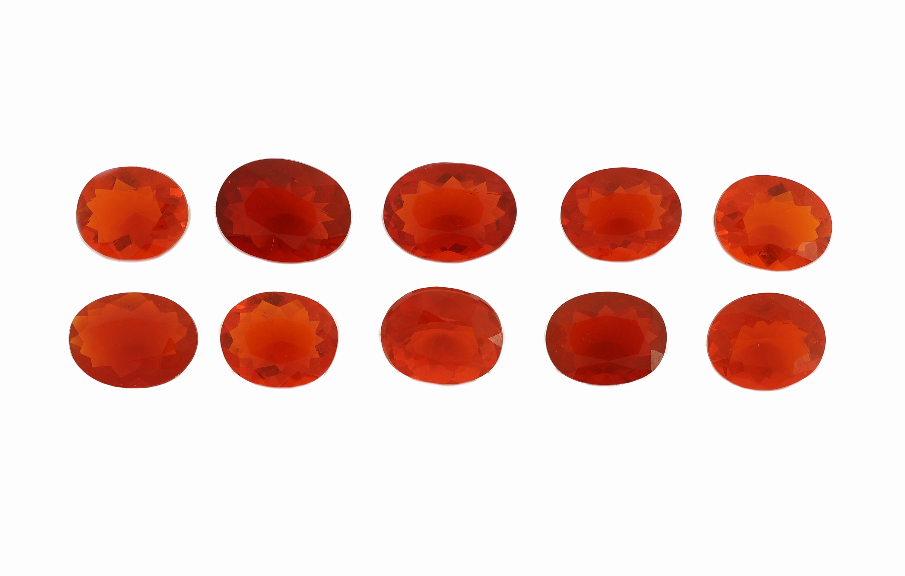 Lot 10 lose Feueropale zus. ca. 8.80 ct, ovalfacett. in versch. Größen, schöne intensive Farbe