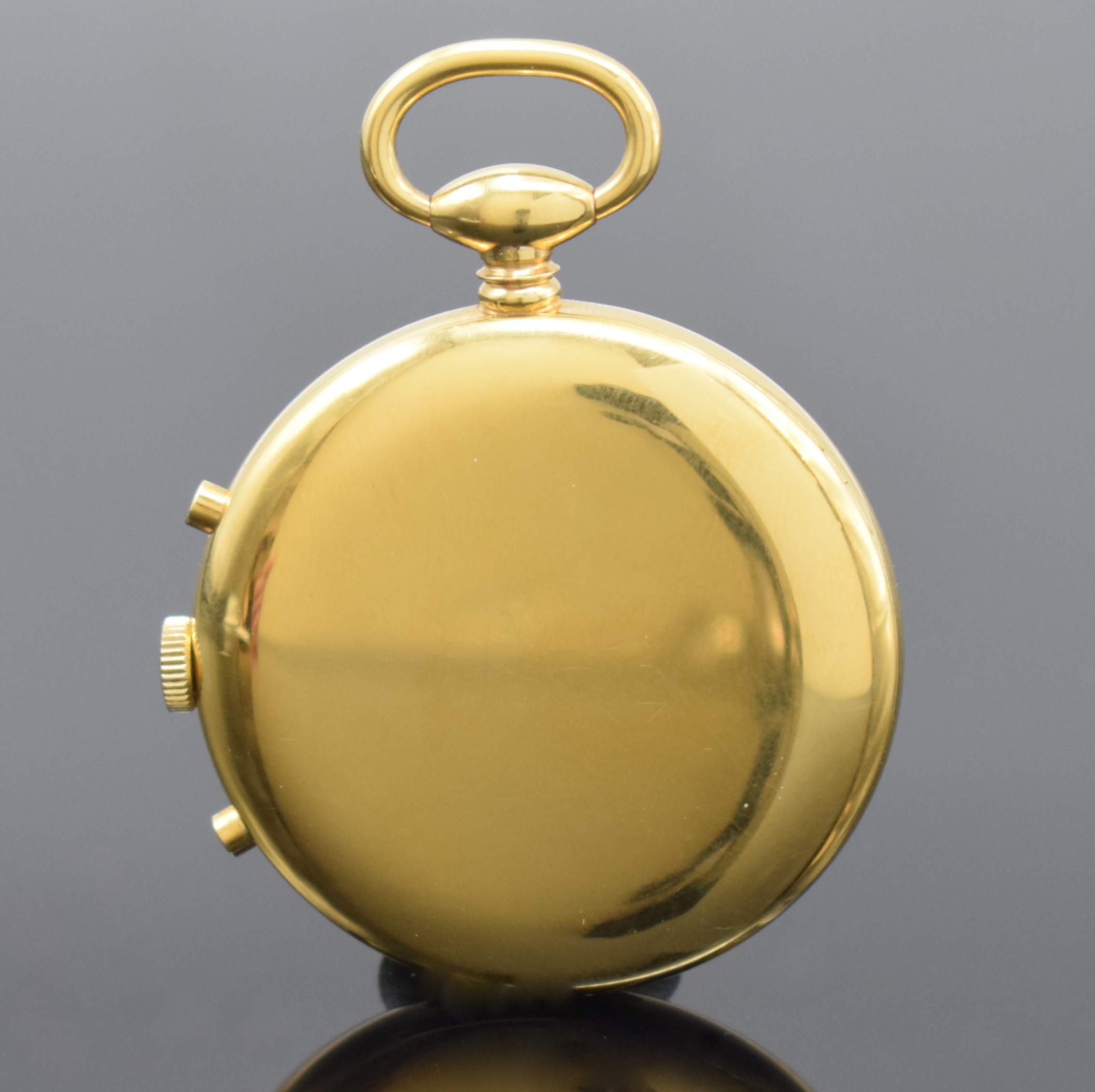 Detail a: BERNEY offene vergoldete Taschenuhr mit Mondphase und Chronograph, Schweiz um 1985, Handaufzug, Boden aufgedr., seitl. Korrekturdr., silb. Zifferbl. ...