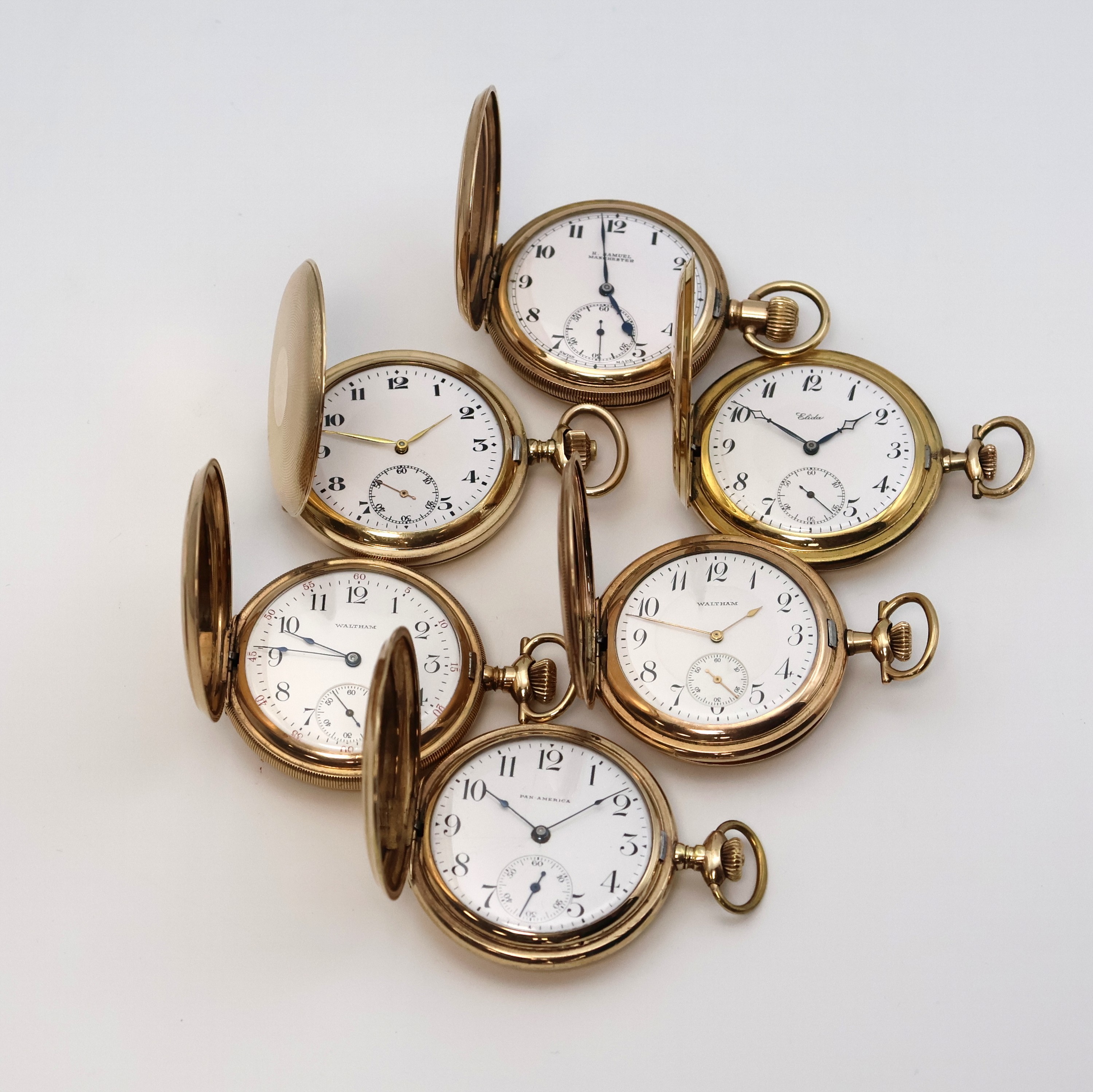 Image 26917651 - Konvolut: 6 vergoldete Savonette Taschenuhren für den amerikanischen Markt, USA/Schweiz ...