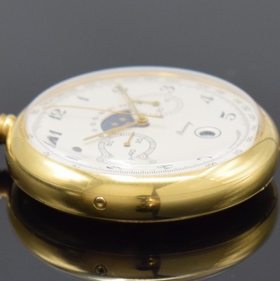 26917631c - BERNEY offene vergoldete Taschenuhr mit Mondphase und Chronograph, Schweiz um 1985, ...