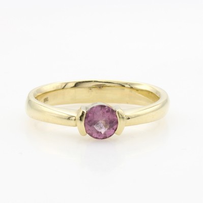 Image Ring mit Turmalin, GG 585/000, rosa Turmalin in Halbzarge gef., RW ca. 57, ...