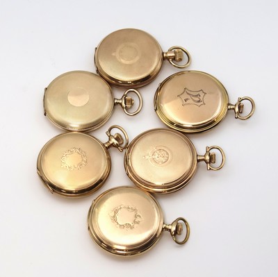 26917651c - Konvolut: 6 vergoldete Savonette Taschenuhren für den amerikanischen Markt, USA/Schweiz ...