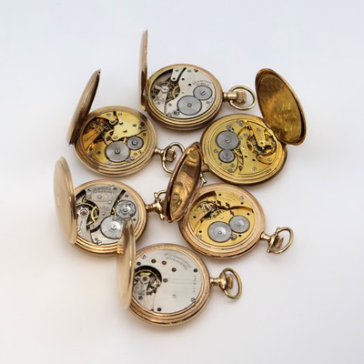 26917651e - Konvolut: 6 vergoldete Savonette Taschenuhren für den amerikanischen Markt, USA/Schweiz ...