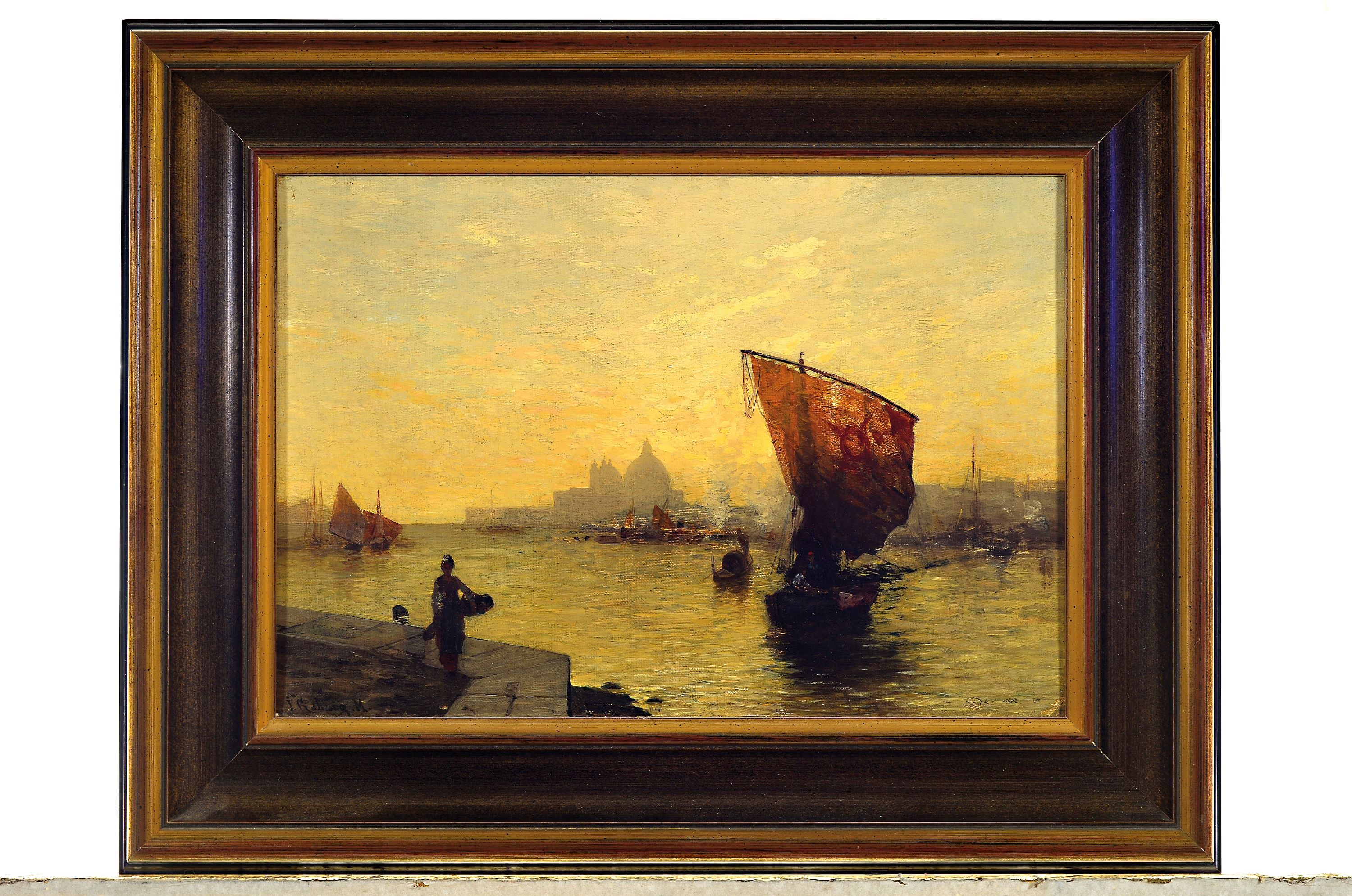 Detail k: Jacob Gehring, 1846-1922, Ansicht aus Venedig, Öl/LWd, links unten signiert, ca. 26x38cm, R. ca. 40x51cm