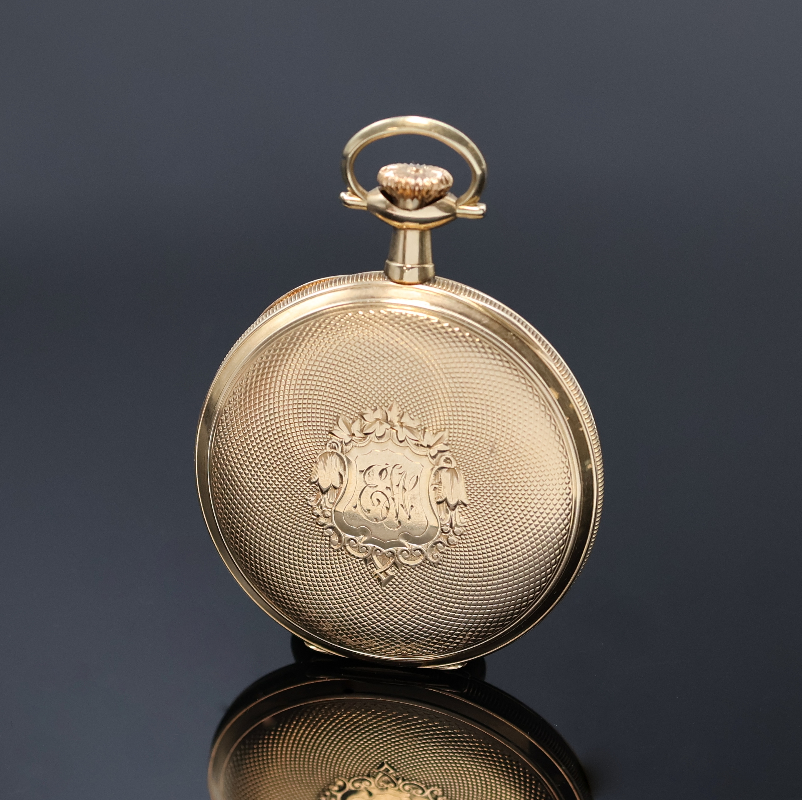 Detail a: VACHERON & CONSTANTIN / Caldwell & Co offene Taschenuhr in GG 585/000, Schweiz/USA um 1910, guill. 2-Deckel Goldgeh., Rückdeckel m. grav. Monogramm, ...