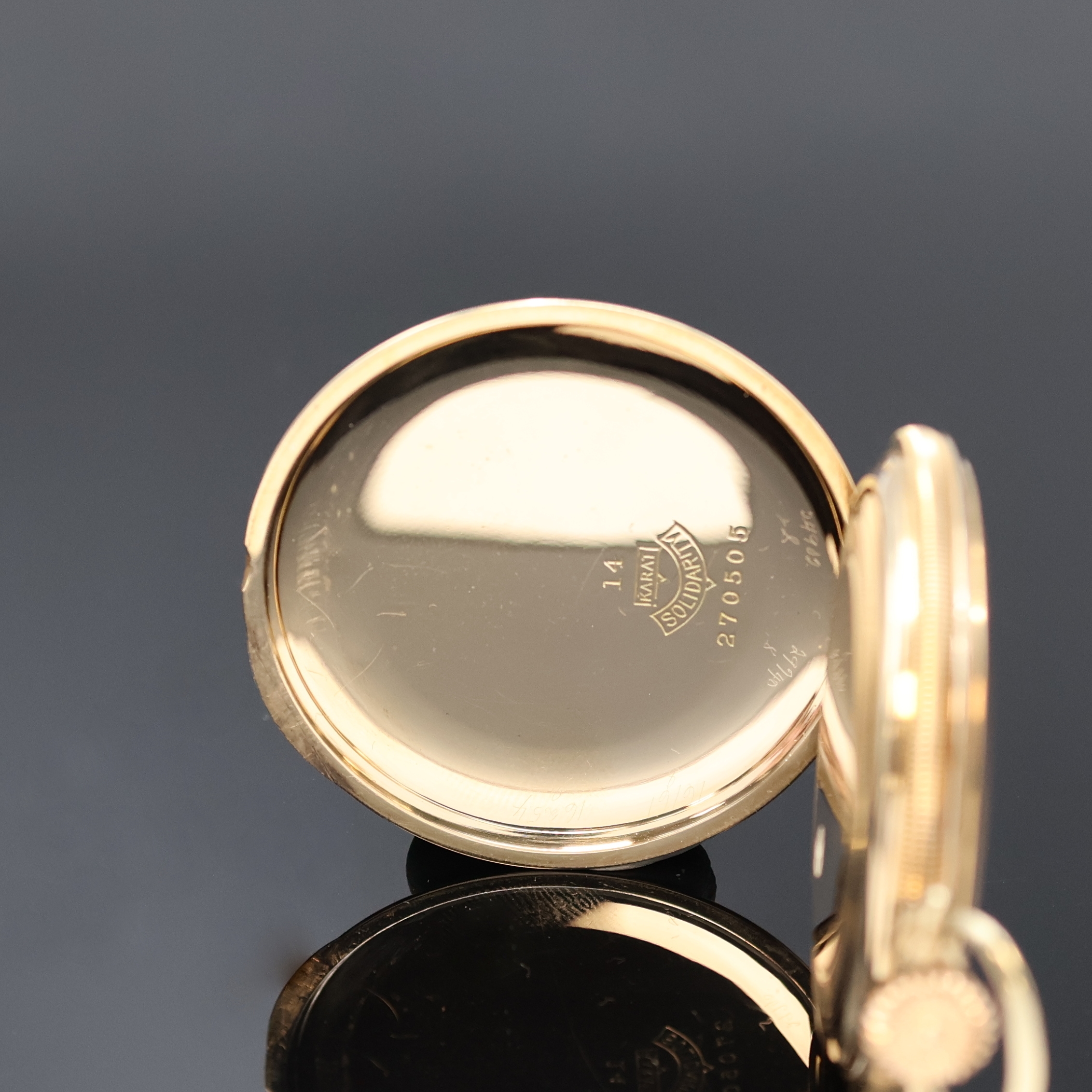 Detail b: VACHERON & CONSTANTIN / Caldwell & Co offene Taschenuhr in GG 585/000, Schweiz/USA um 1910, guill. 2-Deckel Goldgeh., Rückdeckel m. grav. Monogramm, ...