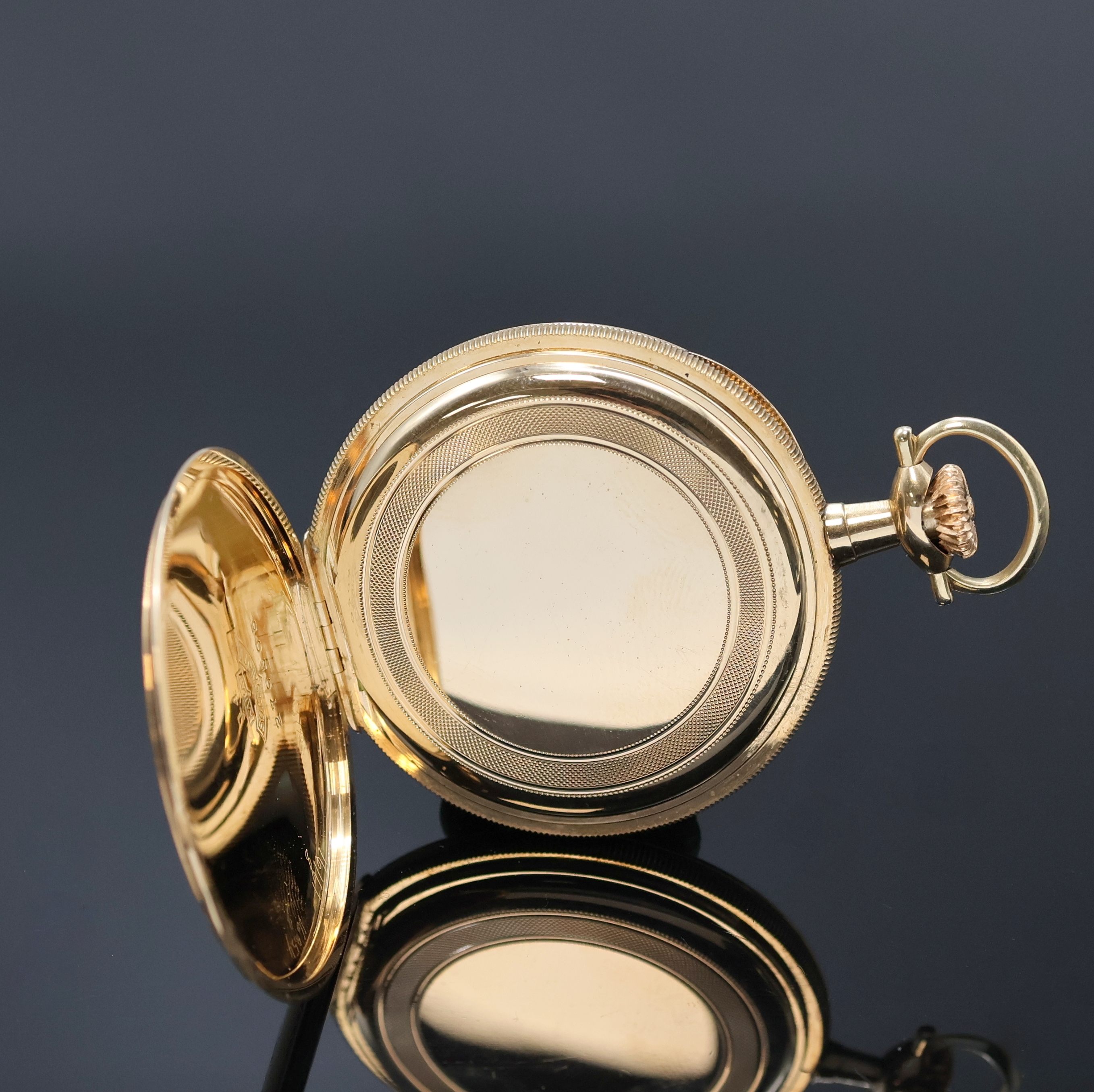 Detail c: VACHERON & CONSTANTIN / Caldwell & Co offene Taschenuhr in GG 585/000, Schweiz/USA um 1910, guill. 2-Deckel Goldgeh., Rückdeckel m. grav. Monogramm, ...