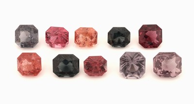 Image Lot 10 lose Spinelle zus. ca. 12.44 ct, im Emerald-Cut, in versch. Größen ...