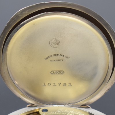 26917721b - GLASHÜTTER PRÄZISIONS-UHREN-FABRIK AKT. GES. offene Silbertaschenuhr, ...