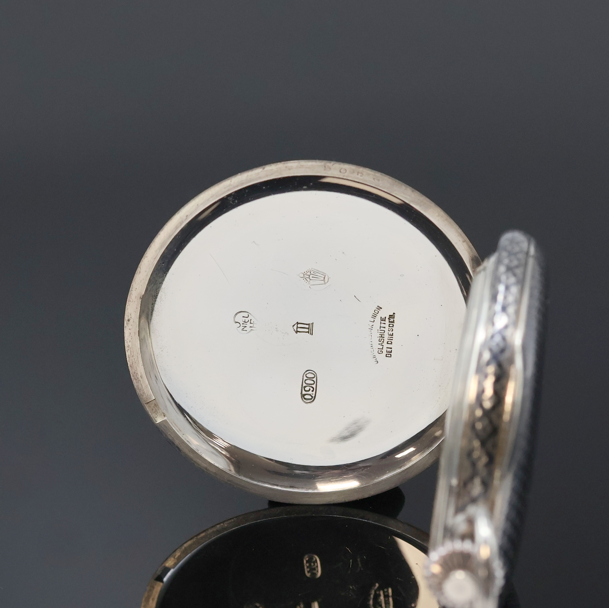 Detail a: UHRENFABRIK UNION Glashütte/Sa. seltene Tula- Silber Herrensavonette, Deutschland um 1890, 3-Deckel Silbergeh., Emailzifferbl. m. arab. Zahlen, ...