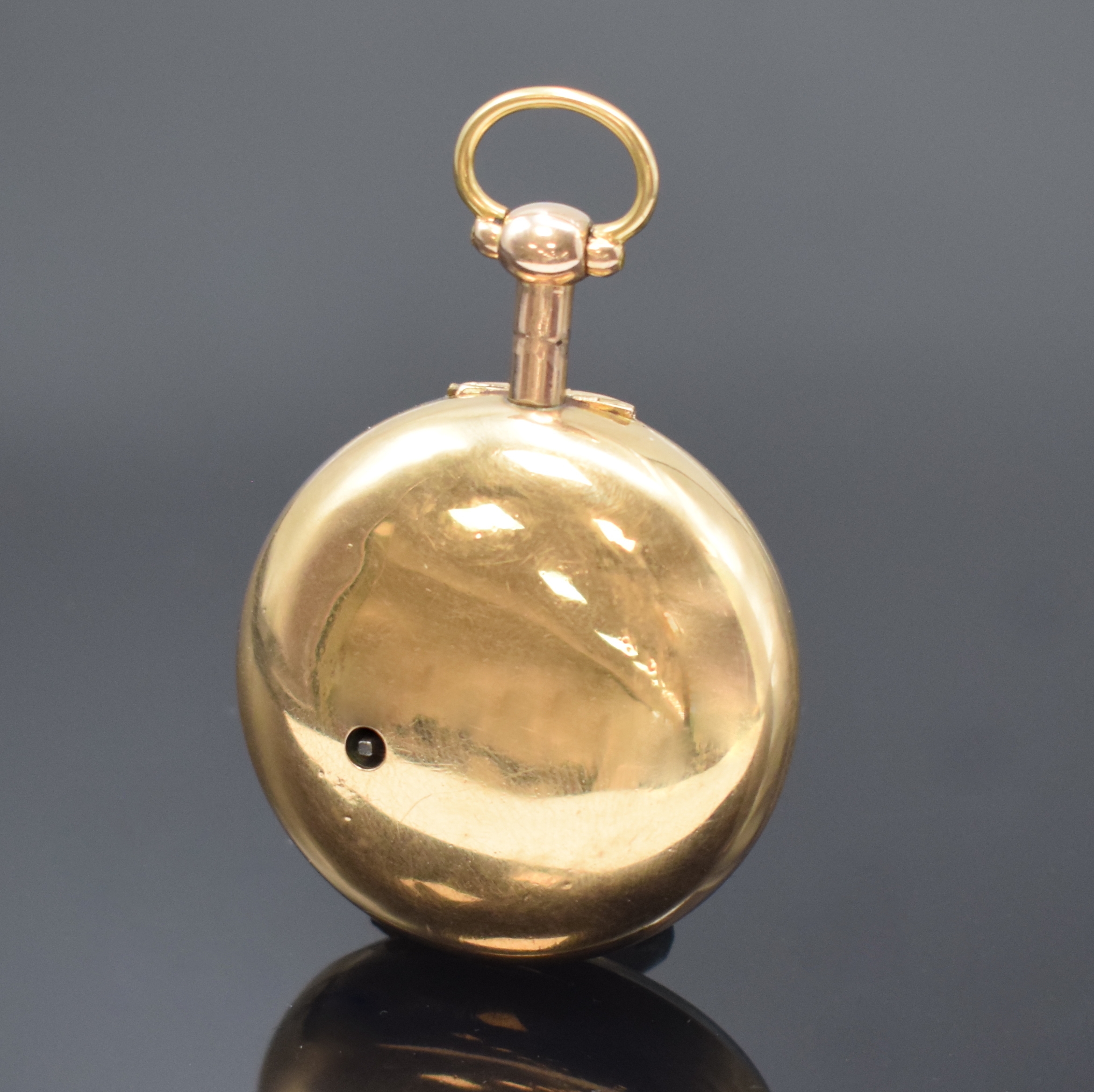 Detail a: JOHN LEE schwere Taschenuhr in RG 750/000 mit Übergehäuse, London Hallmark 1810, glattes Geh. und Übergeh., Emailzifferbl. m. röm. Zahlen riss., ...