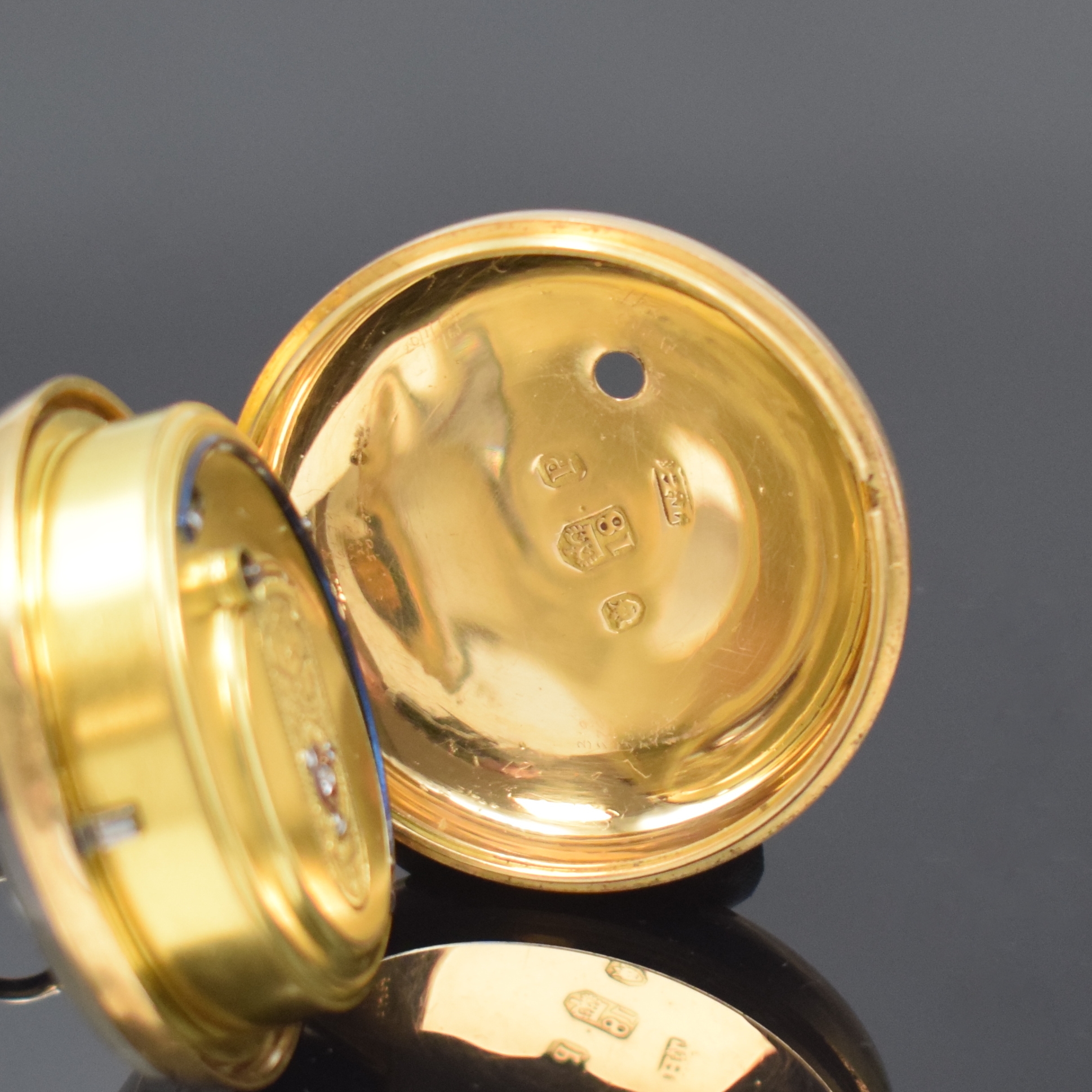 Detail c: JOHN LEE schwere Taschenuhr in RG 750/000 mit Übergehäuse, London Hallmark 1810, glattes Geh. und Übergeh., Emailzifferbl. m. röm. Zahlen riss., ...