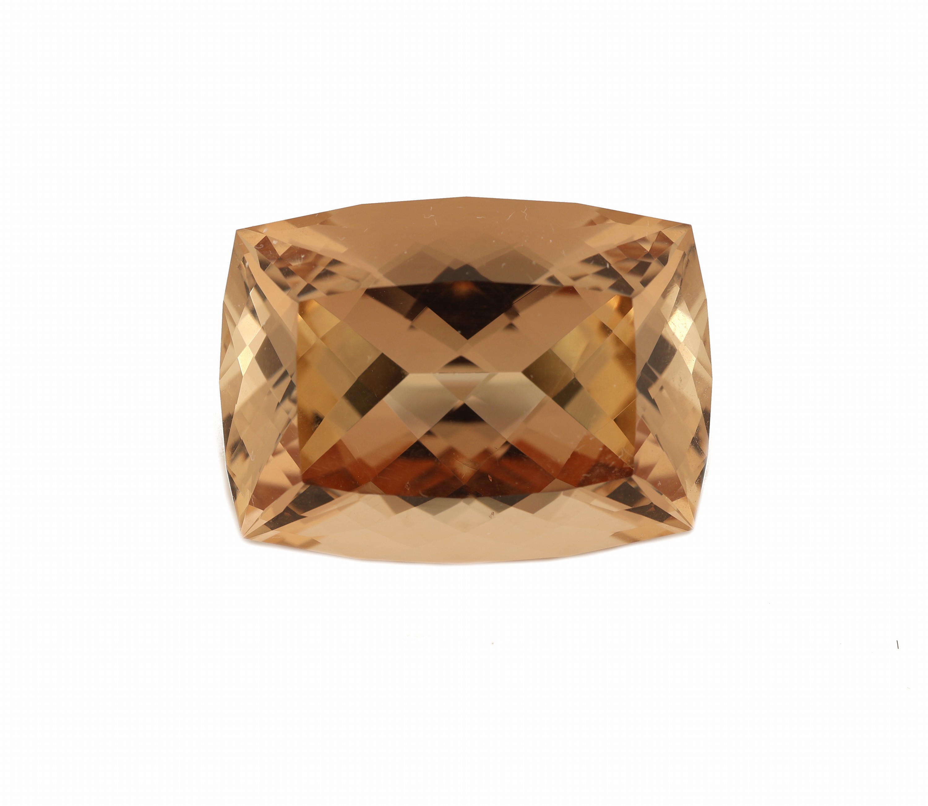 Loser Imperial Topas ca. 41.52 ct, Cushion-Cut, Light Reddish Orange, ca. 22.7 x 17.0 x 12.8 mm