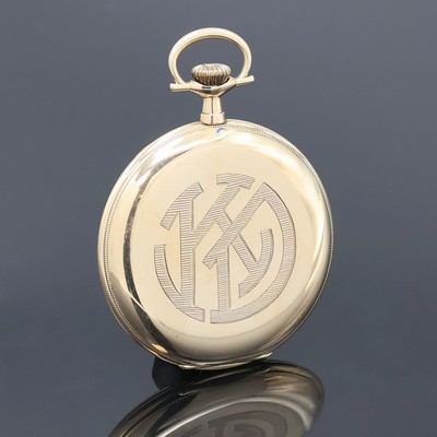 26918374a - ELGIN offene Taschenuhr in GG 585/000, USA um 1920, glattes Geh., Rückdeckel m. ...
