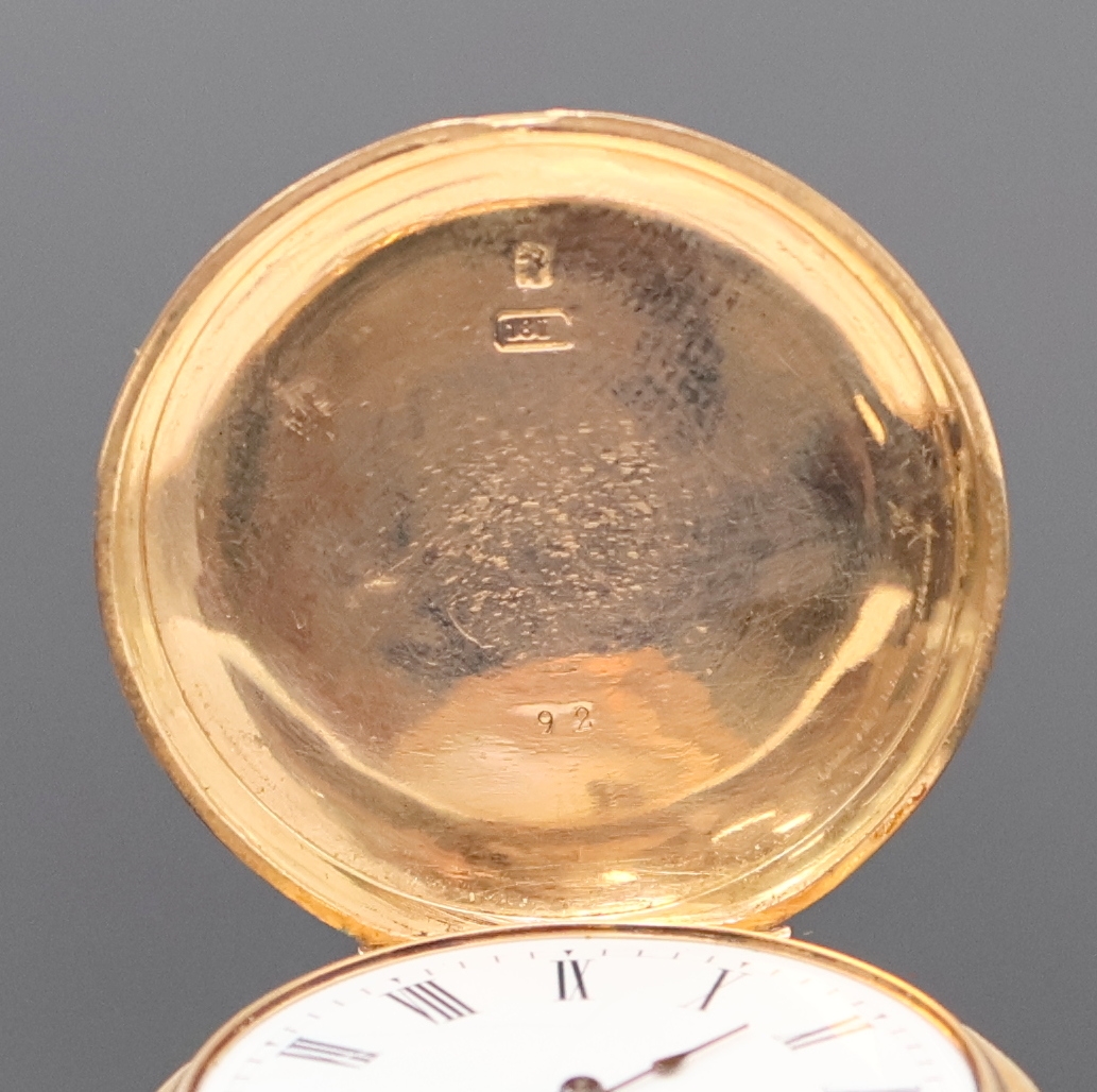 Detail a: W. IVERSEN/DIMIER & Co-Nachfahren Hamburg Damensavonette in RG 750/000, Schweiz/Deutschland um 1880, glattes 3-Deckel Goldgeh. dell., Emailzifferbl. ...