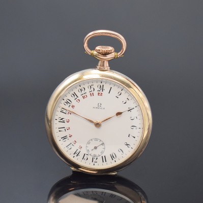 Image OMEGA offene, nahezu neuwertige Herrentaschenuhr mit 24-Stundenanzeige in Silber, ...