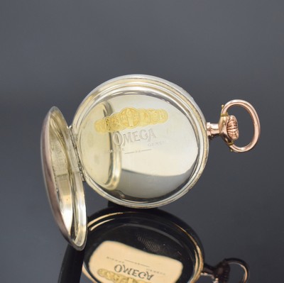 26918424c - OMEGA offene, nahezu neuwertige Herrentaschenuhr mit 24-Stundenanzeige in Silber, ...