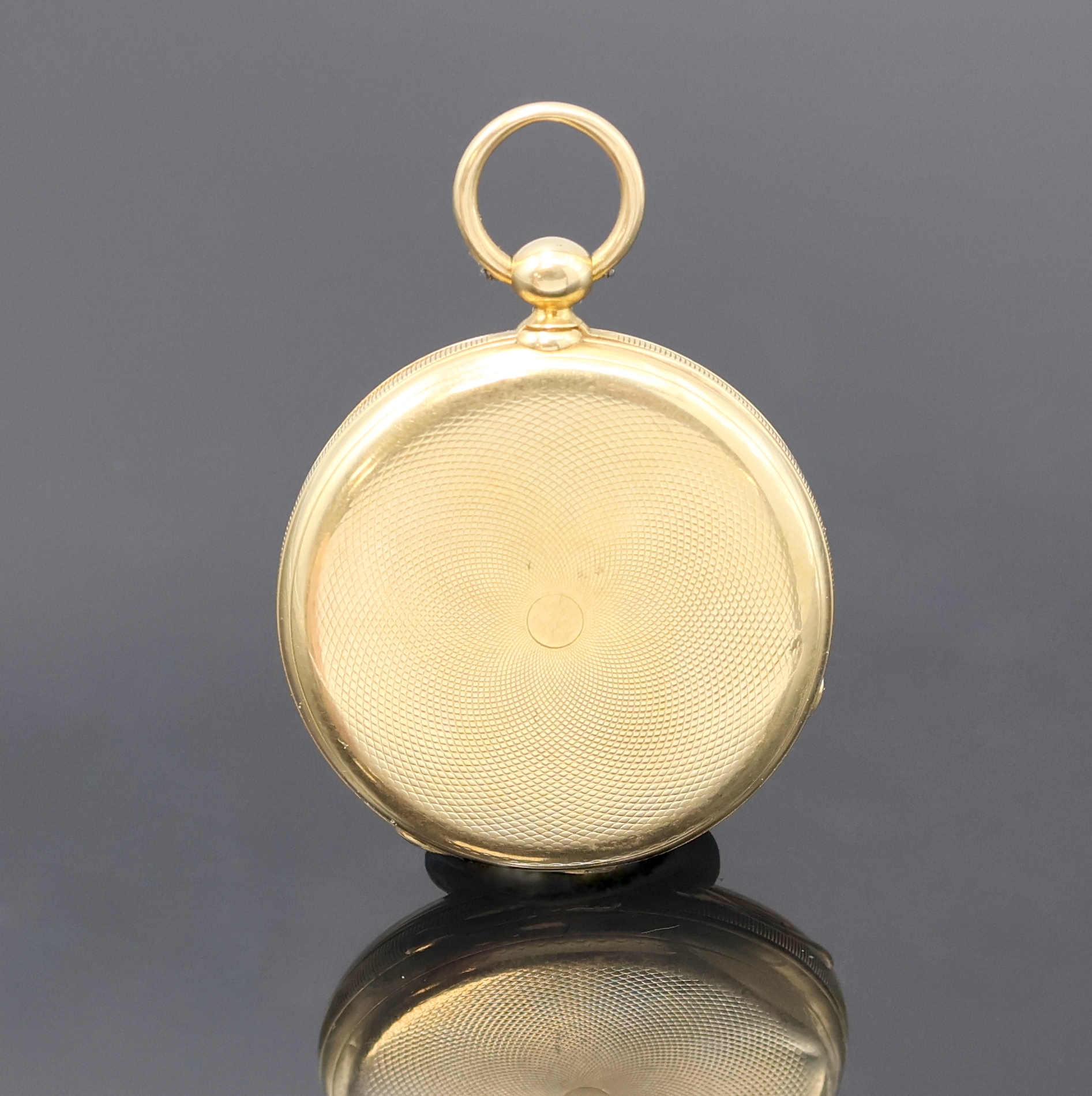 Detail a: PILLARD á Paris offene Taschenuhr in GG 750/000, Schweiz/Frankreich um 1860, Schlüsselaufzug, Geh. dell., geriffelter Rand, guill. Rückdeckel, ...