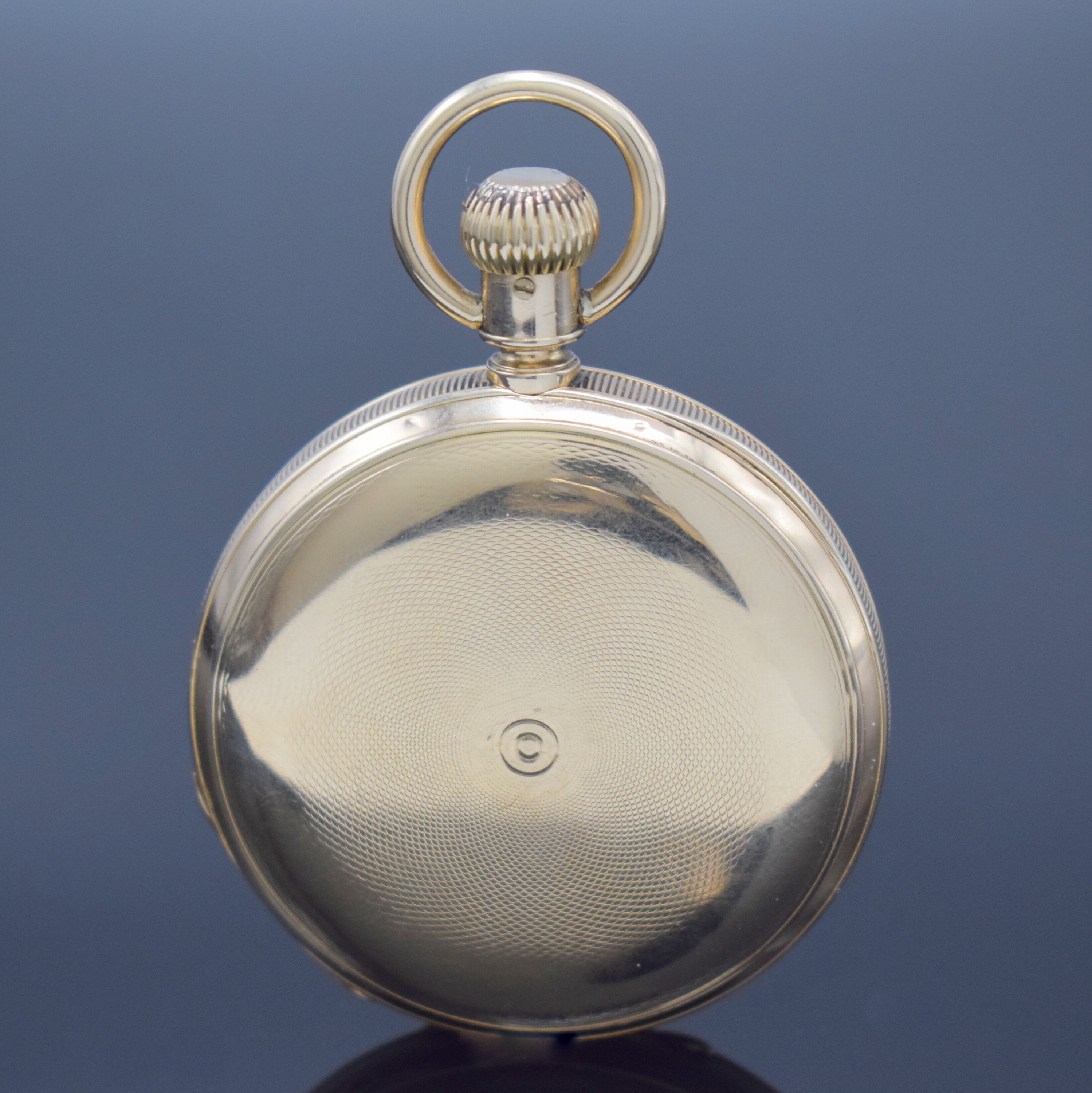 Detail b: ADOLPH LANGE DRESDEN frühes 1A Taschenuhrwerk im neutralen GG 585/000 Savonette-Gehäuse, Deutschland / USA um 1875, guill. 3-Deckel Goldgeh. ber., ...