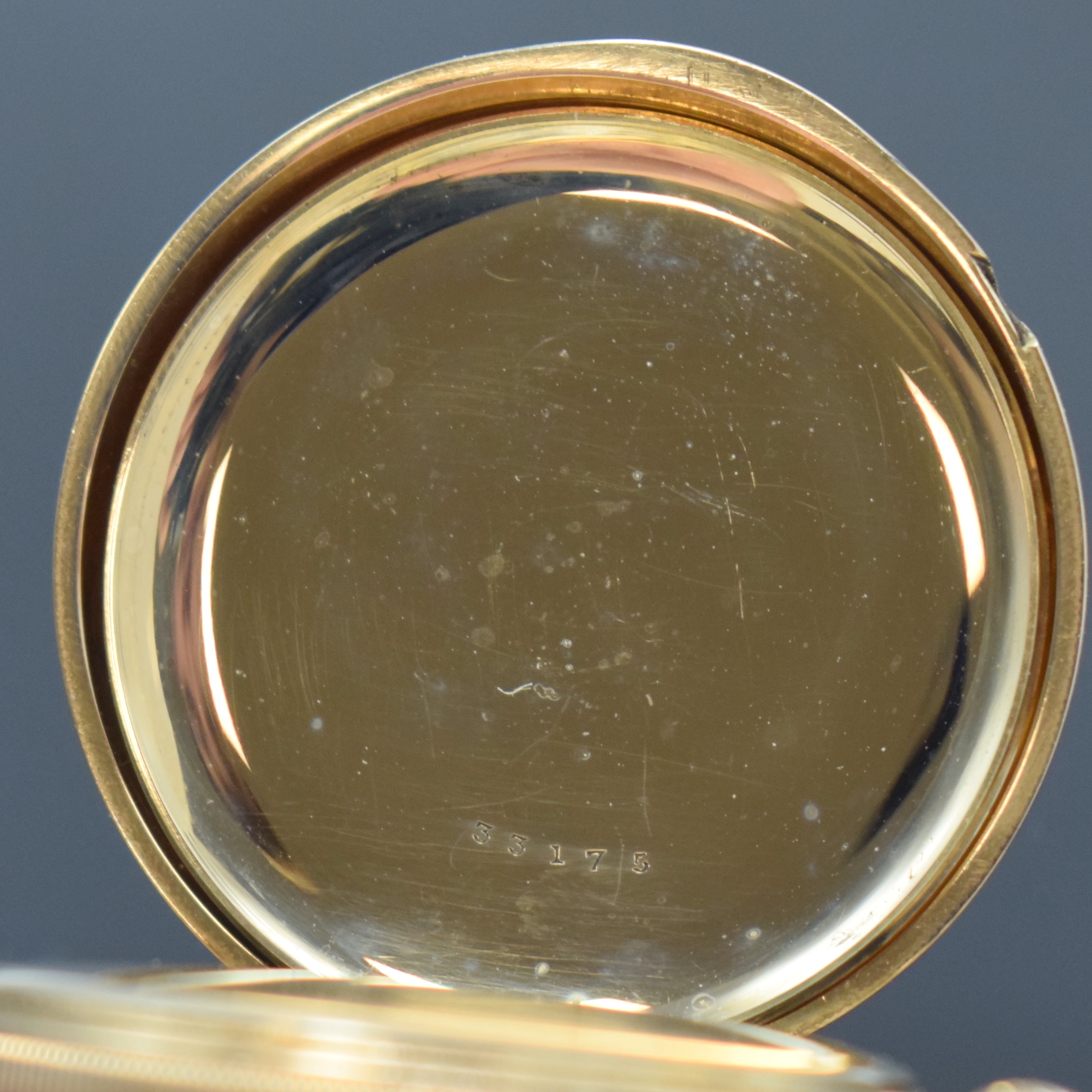 Detail f: ADOLPH LANGE DRESDEN frühes 1A Taschenuhrwerk im neutralen GG 585/000 Savonette-Gehäuse, Deutschland / USA um 1875, guill. 3-Deckel Goldgeh. ber., ...