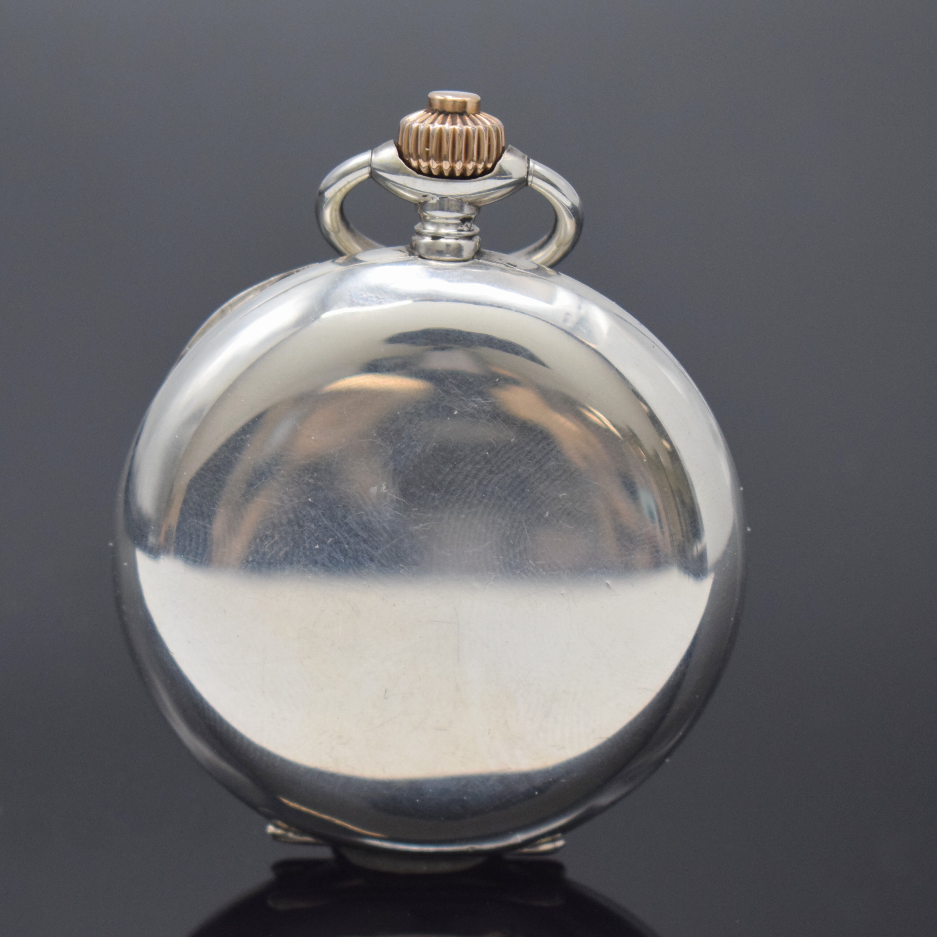 Detail b: RICHARD GLAESER Herrensavonette in Silber, Deutschland um 1900, glattes Lucia-Geh. mit Werk nicht nummerngleich, 3-teil. Emailzifferbl. m. arab. ...