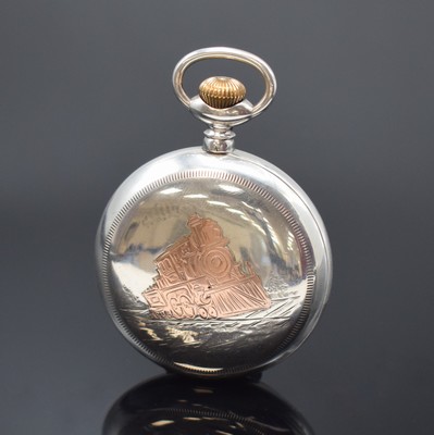 26918531a - D. GRUEN & Son Precision Watch offene Railway-Taschenuhr in Silber, USA um 1900, ...