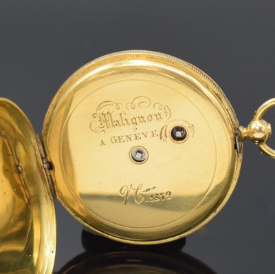 26918560c - MALIGNON Geneve Email Biedermeier Taschenuhr in GG 750/000, Schweiz um 1840, fein ...